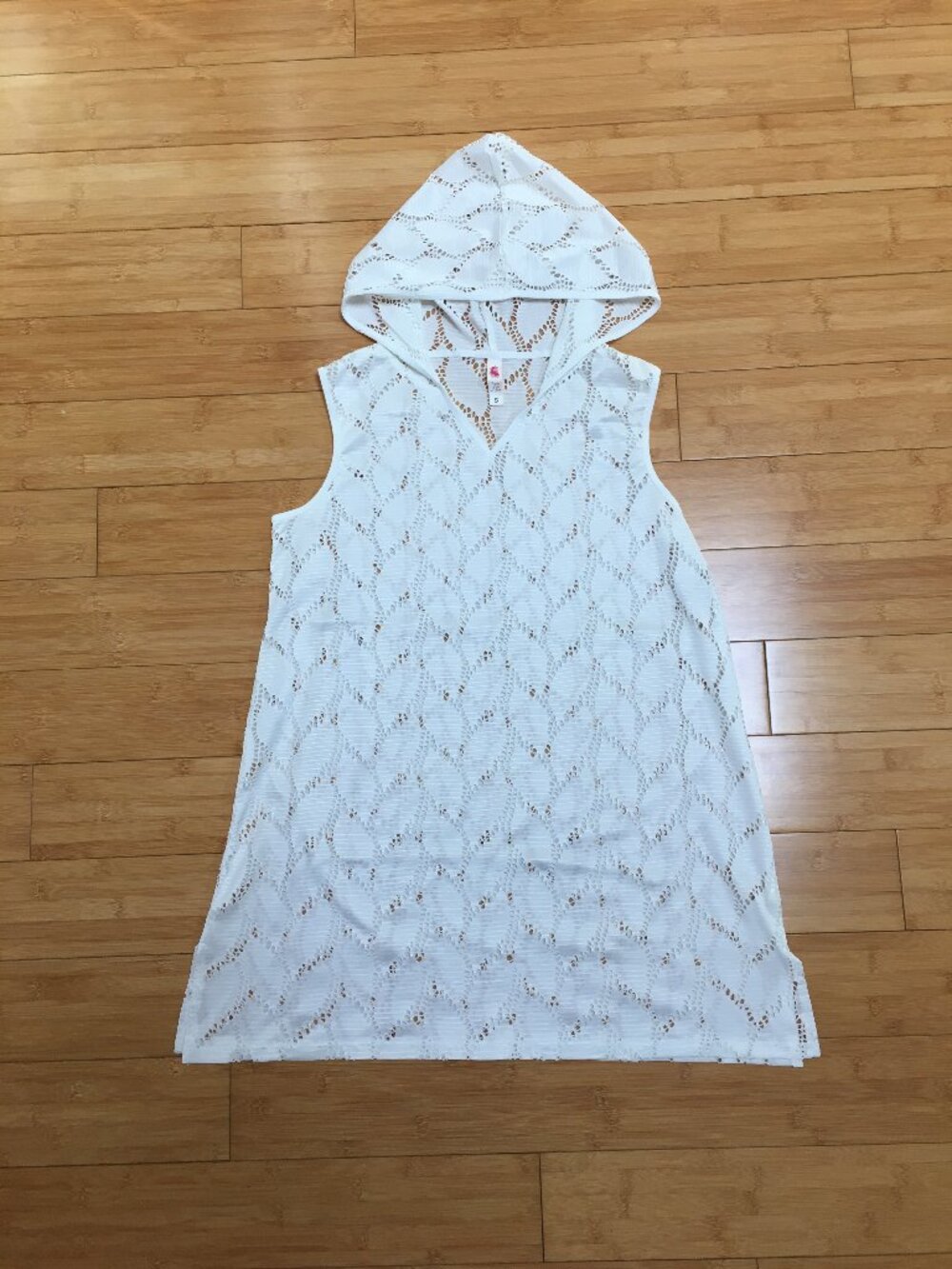 EUC White Sleeveless Hooded Swim Cover-Up
